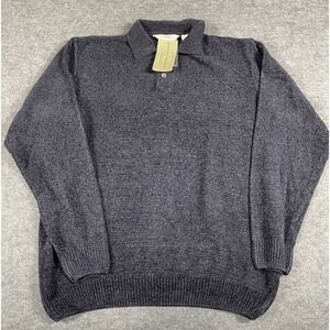 TGV Knightsbridge Sweater Mens Large Blue Collared Deadstock Acrylic Blend‎ NWT